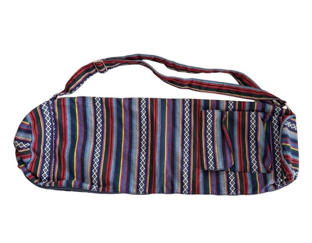 Elenture Yoga Mat Bag Multi-Color Striped Canvas Carrier